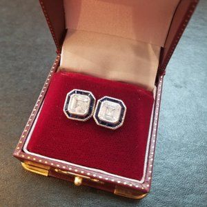 Sterling Silver Blue Spinel & CZ Earring